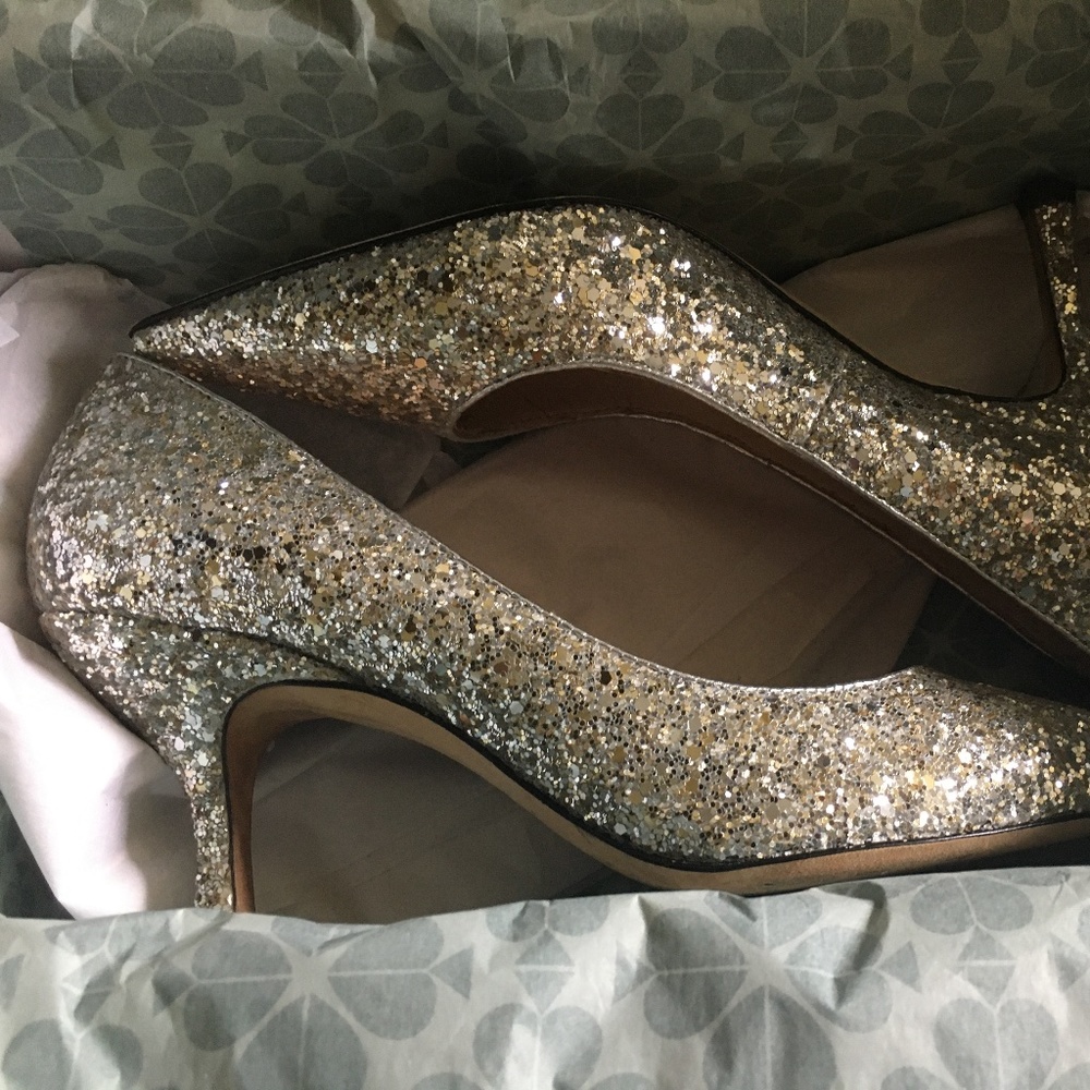 Kate spade sparkly silver heels